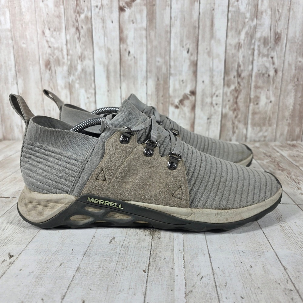 Merrell Range Laceless AC+ Mens 11 Grey Suede Knit Trail Sneakers J97501